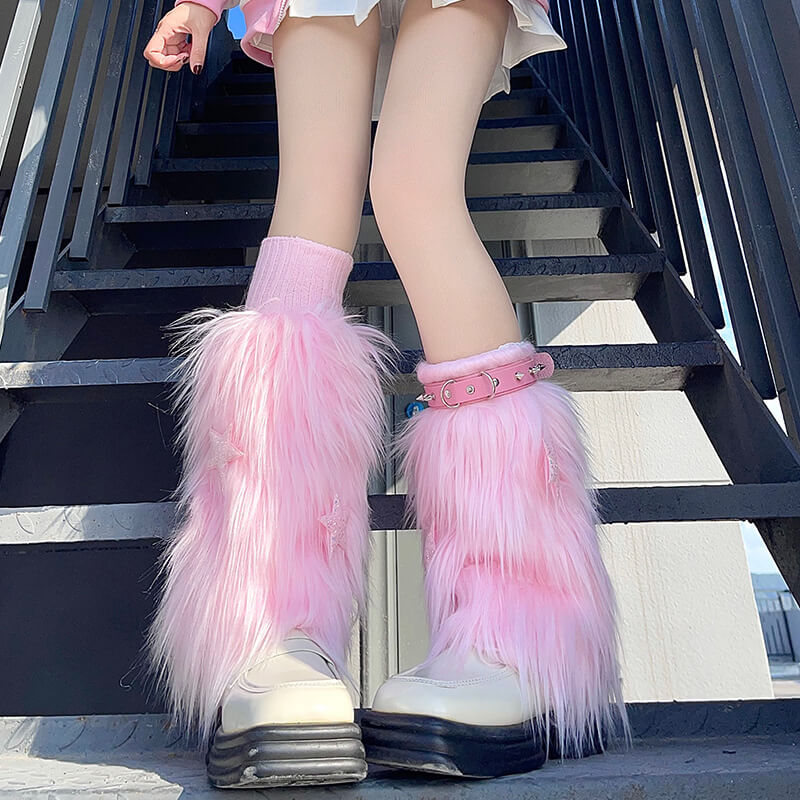 cutiekill-fluffy-y2k-stars-3-pieces-leg-warmers-c0194