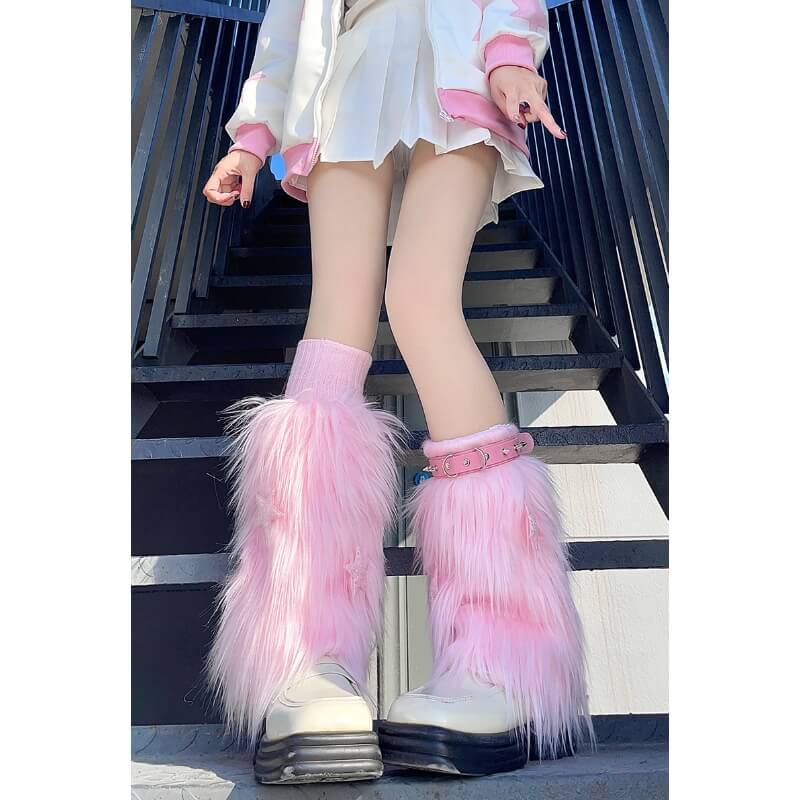 cutiekill-fluffy-y2k-stars-3-pieces-leg-warmers-c0194