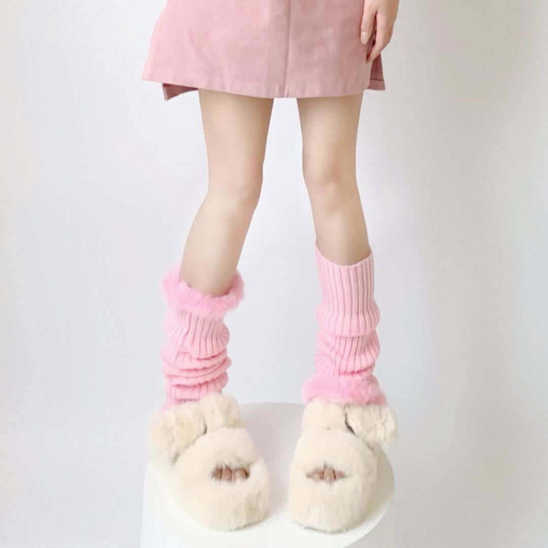 Furry pink leg warmers - Pink