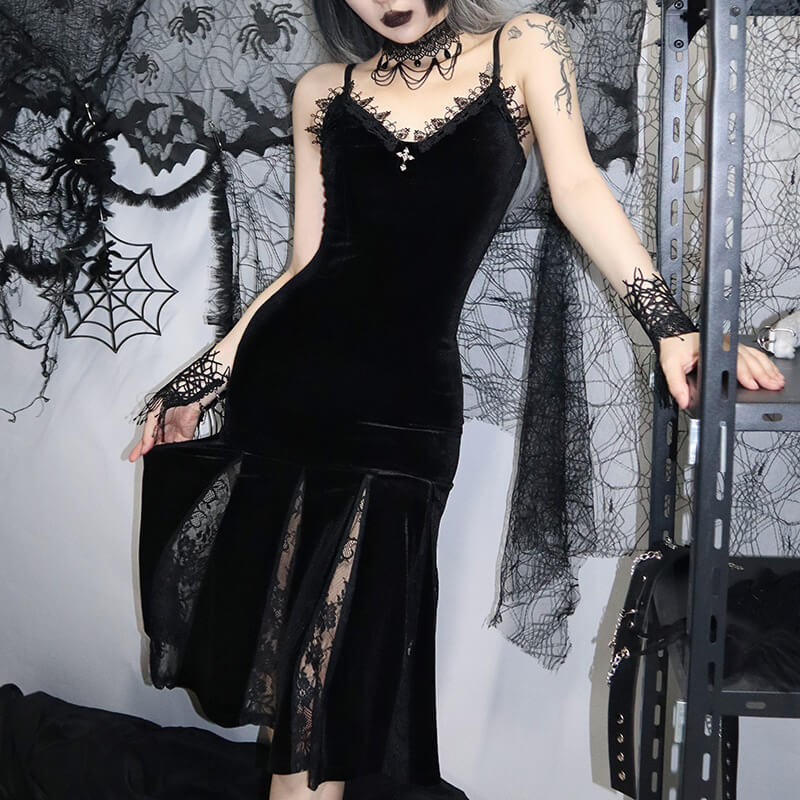 Goth aesthetic gored dress