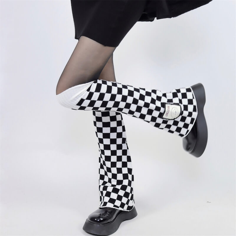 cutiekill-goth-chill-y2k-chessboard-leg-warmers-c0085