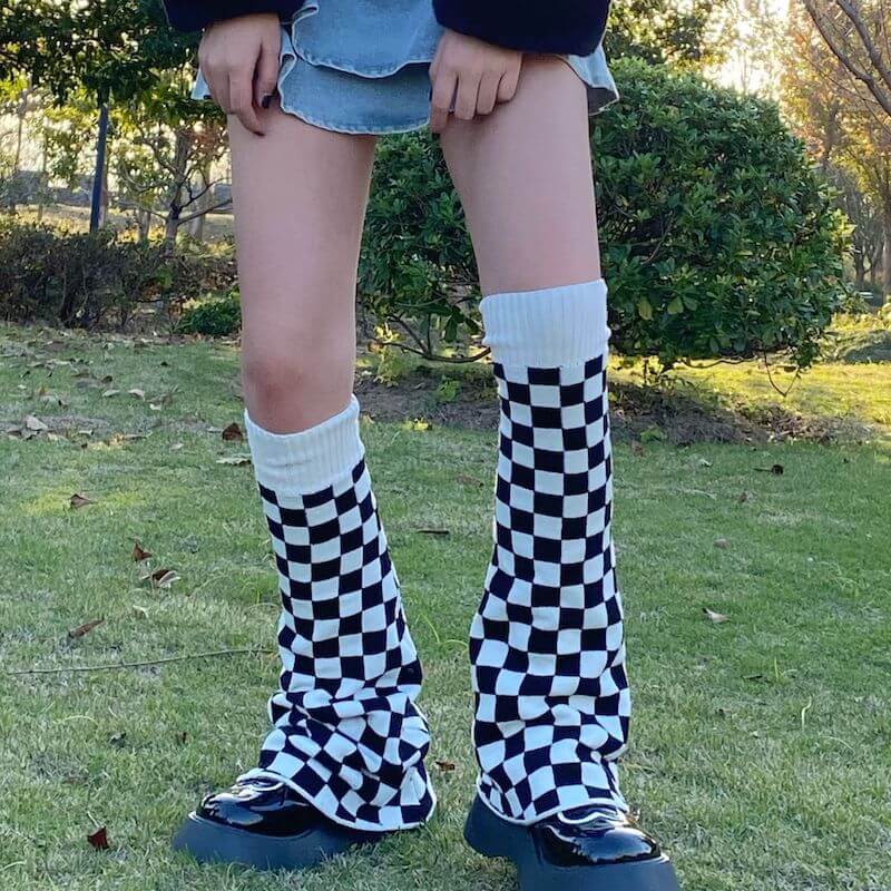 cutiekill-goth-chill-y2k-chessboard-leg-warmers-c0085