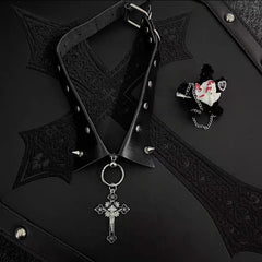 Gothic rivet cross choker
