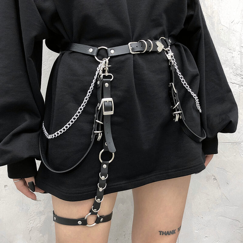 Goth Punk Chain Harness Belt