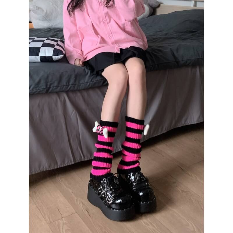 cutiekill-harajuku-y2k-bone-stripes-leg-warmers-c0229