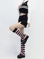 cutiekill-hollow-out-black-pink-y2k-leg-warmers-c0120
