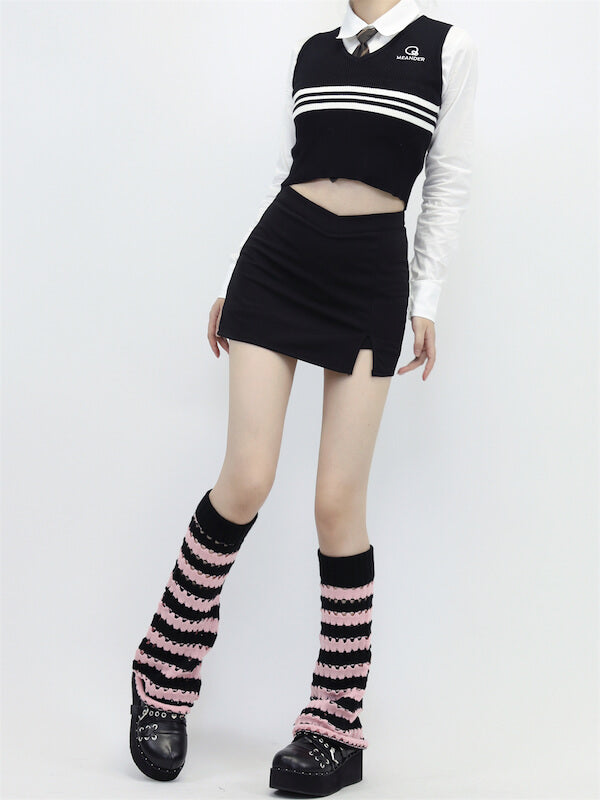 cutiekill-hollow-out-black-pink-y2k-leg-warmers-c0120