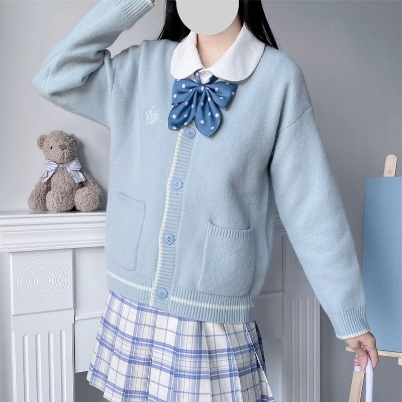 cutiekill-jk-6-colors-flower-emboridery-uniform-knit-cardigan-c00811