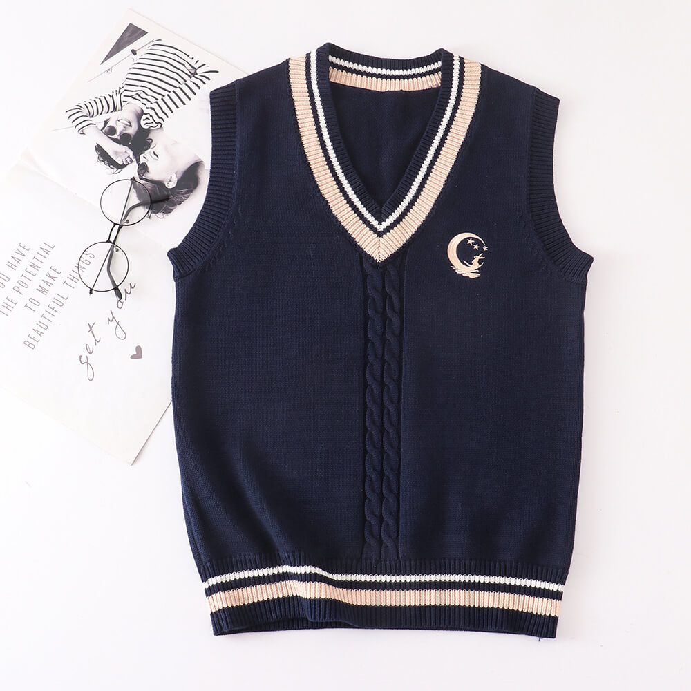 cutiekill-jk-uniform-moon-rabbit-knit-sweater-vest-c01176