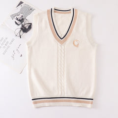 cutiekill-jk-uniform-moon-rabbit-knit-sweater-vest-c01176