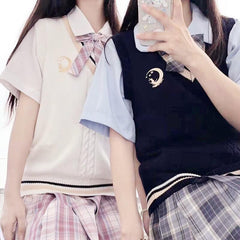 cutiekill-jk-uniform-moon-rabbit-knit-sweater-vest-c01176