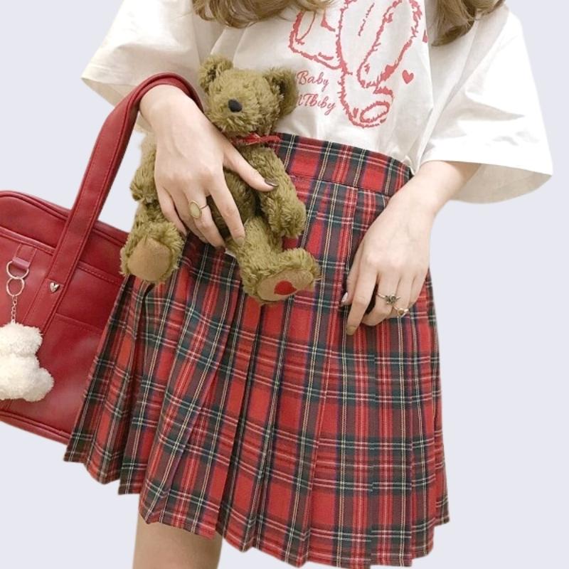 red-jk-vintage-plaid-seifuku-uniform-skirt-c00615