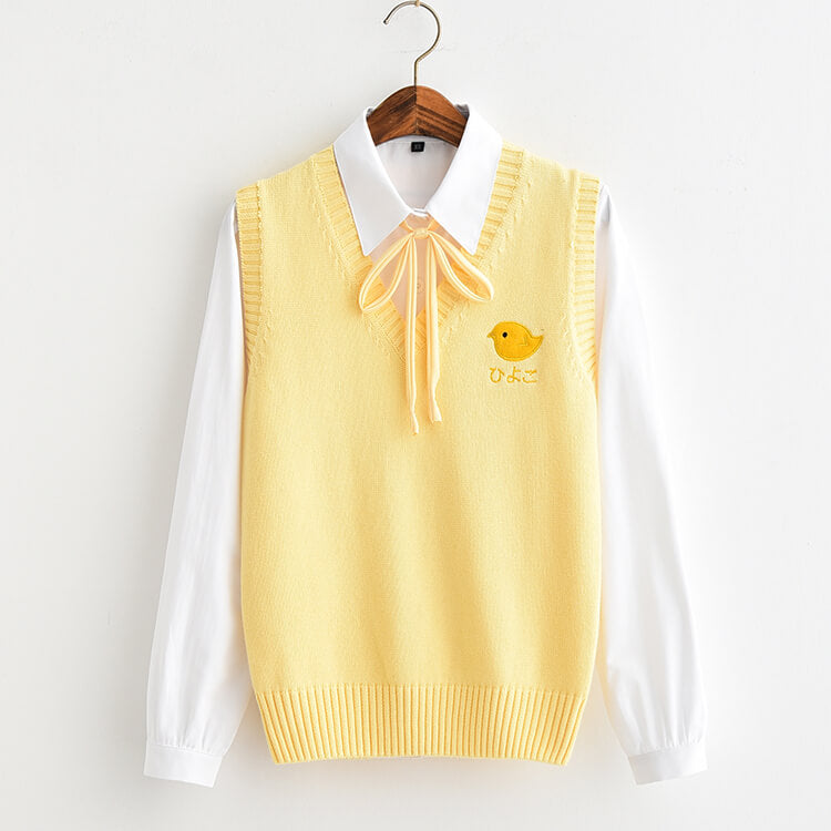 cutiekill-jk-yellow-chick-uniform-knit-sweater-vest-c01413