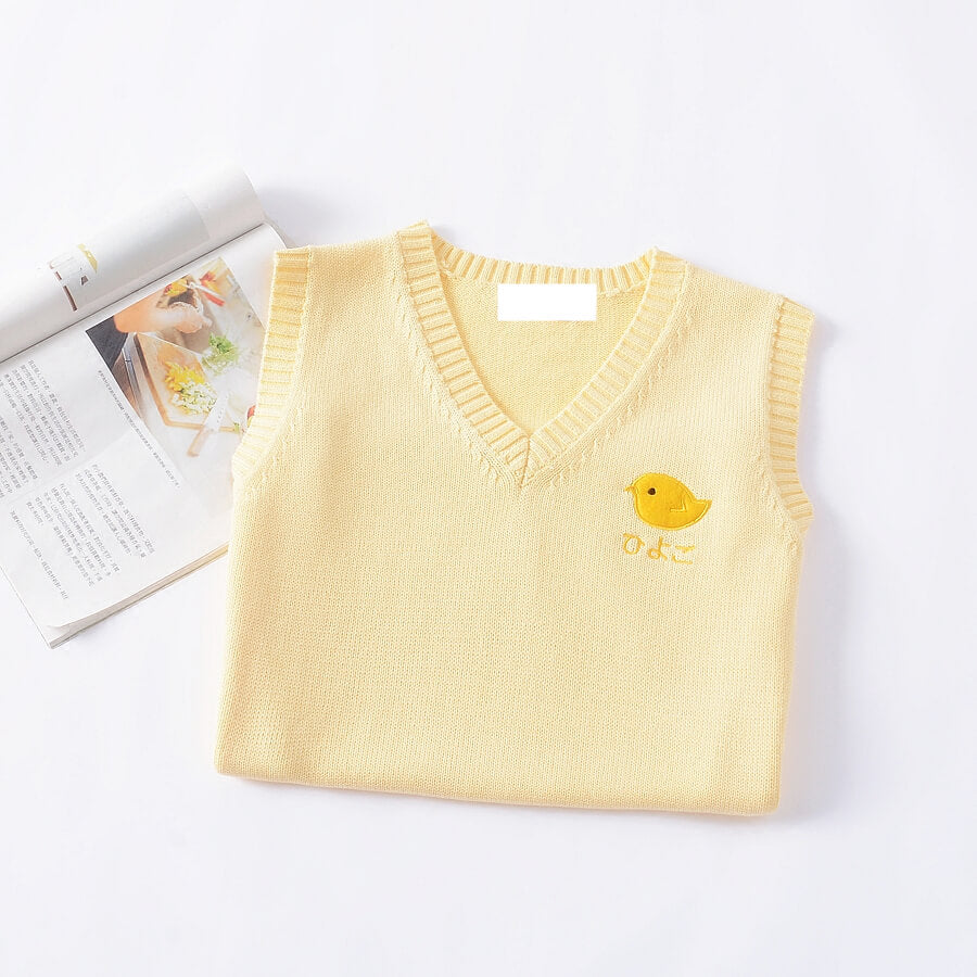 cutiekill-jk-yellow-chick-uniform-knit-sweater-vest-c01413