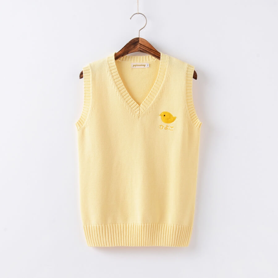 cutiekill-jk-yellow-chick-uniform-knit-sweater-vest-c01413
