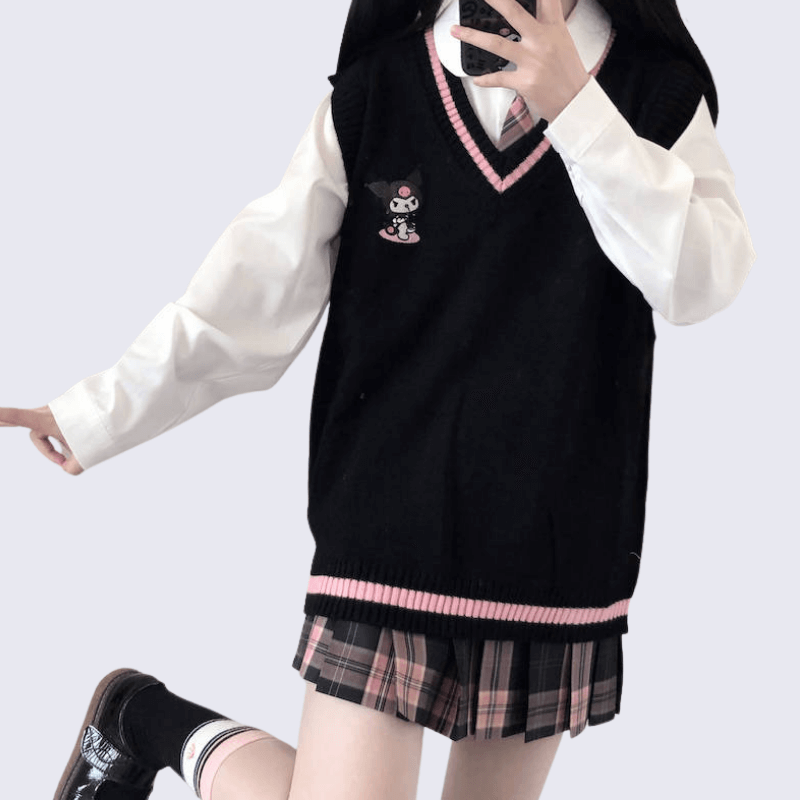 cutiekill-kawaii-girl-cinnamoroll-melody-kuromi-sweater-vest-c01081