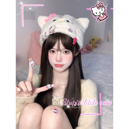 cutiekill-kawaii-hello-kitty-fluffy-hat-m0039