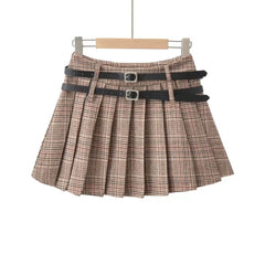 cutiekill-khaki-vintage-double-belts-skirt-om0107