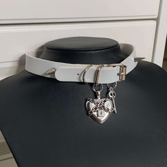 Punk locked heart choker