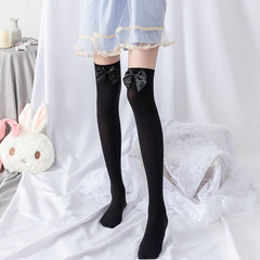 Pink bow lolita stockings