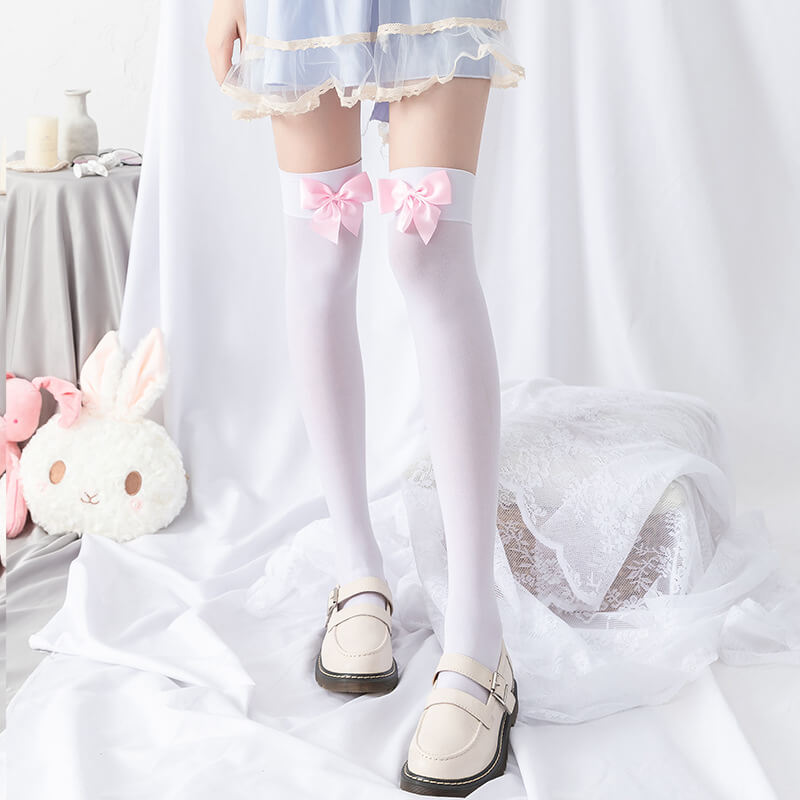 Pink bow lolita stockings – Cutiekill