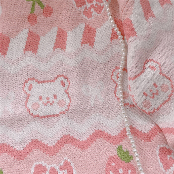 cutiekill-pink-strawberry-bow-bear-sweater-c8010