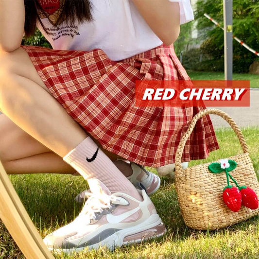 cutiekill-plus-size-chic-girl-red-cherry-plaid-a-line-pleated-skirt-c00543