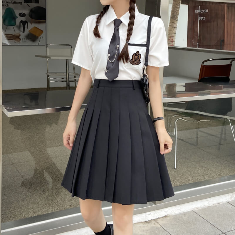 Plus size] Decorative heart buckle A-line pleated skirt – Cutiekill