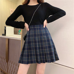 cutiekill-plus-size-classic-green-navy-plaid-a-line-skirt-c00361