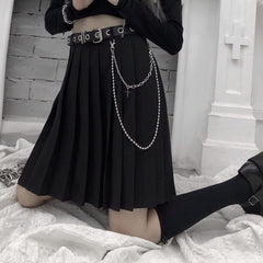 cutiekill-plus-size-gothic-punk-cross-belt-chain-a-line-pleated-skirt-c00625