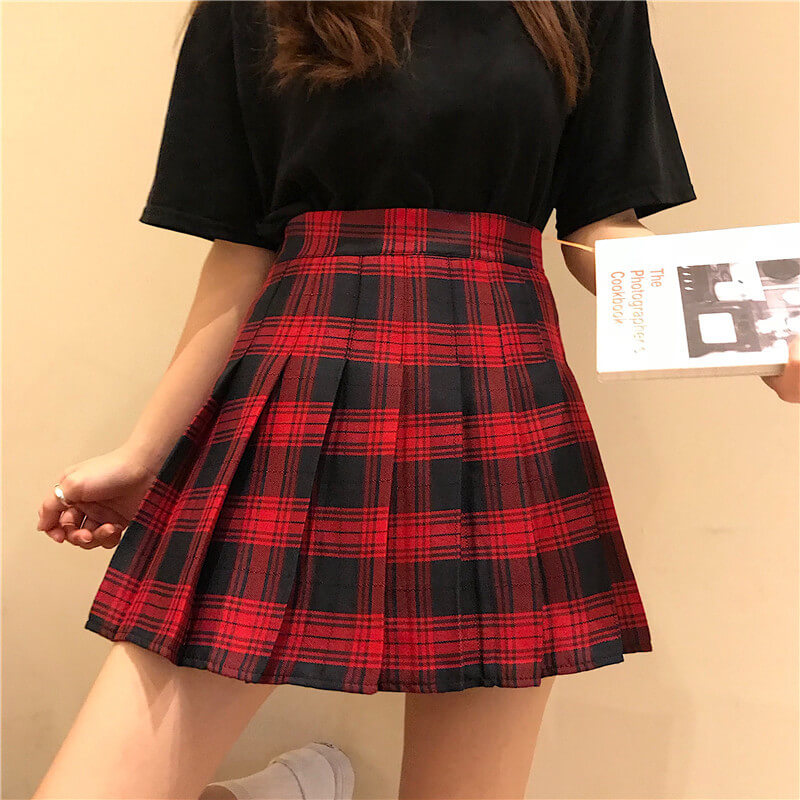 cutiekill-plus-size-gothic-wine-plaid-a-line-pleated-skirt-c01511