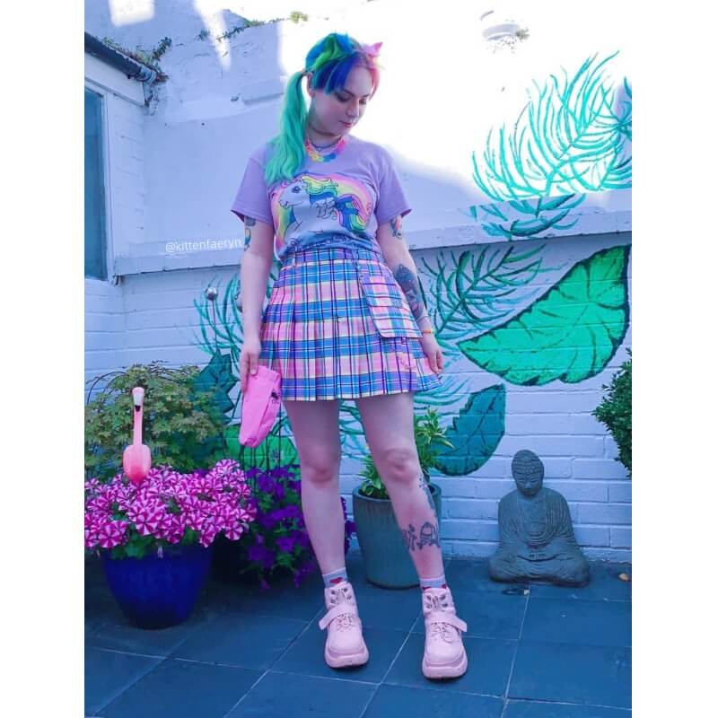 cutiekill-plus-size-harajuku-rainbow-candy-plaid-skirt-c00329
