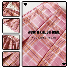 cutiekill-plus-size-kawaii-pink-plaid-a-line-tennis-skirt-c01217