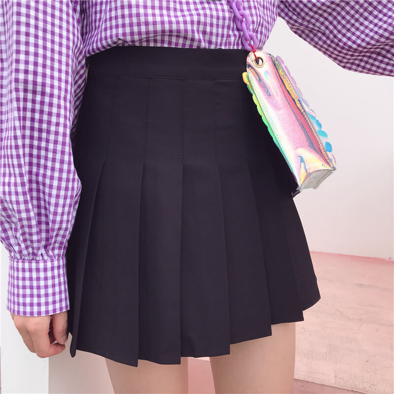 [Plus size] Kawaii pure pink A-line pleated skirt