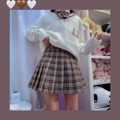 cutiekill-plus-size-retro-coffee-plaid-a-line-pleated-skirt-c00407