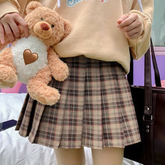 cutiekill-plus-size-retro-coffee-plaid-a-line-pleated-skirt-c00407