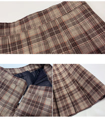 cutiekill-plus-size-retro-coffee-plaid-a-line-pleated-skirt-c00407
