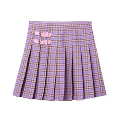 cutiekill-plus-size-romantic-pink-buckle-purple-plaid-a-line-skirt-c00214