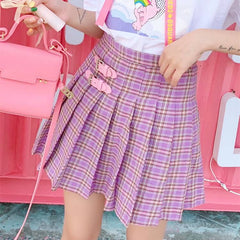 cutiekill-plus-size-romantic-pink-buckle-purple-plaid-a-line-skirt-c00214