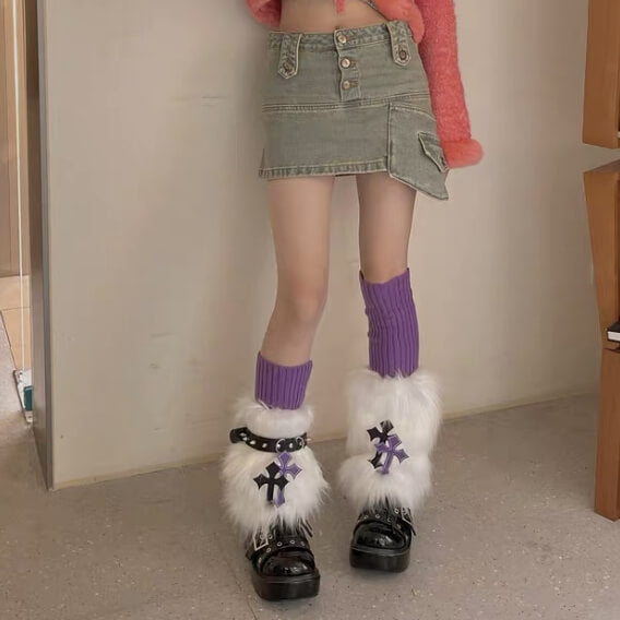 cutiekill-purple-cross-furry-y2k-garter-leg-warmers-c0232