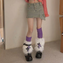cutiekill-purple-cross-furry-y2k-garter-leg-warmers-c0232