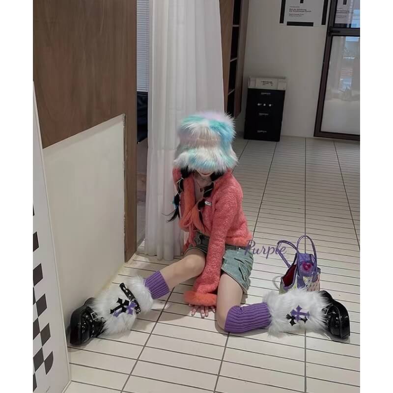 cutiekill-purple-cross-furry-y2k-garter-leg-warmers-c0232