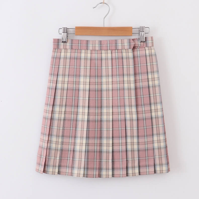 cutiekill-skirt-bow-jk-sakura-pink-plaid-uniform-skirt-c01031