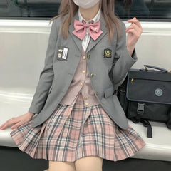 cutiekill-skirt-bow-jk-valentine-pink-plaid-uniform-skirt-c01375