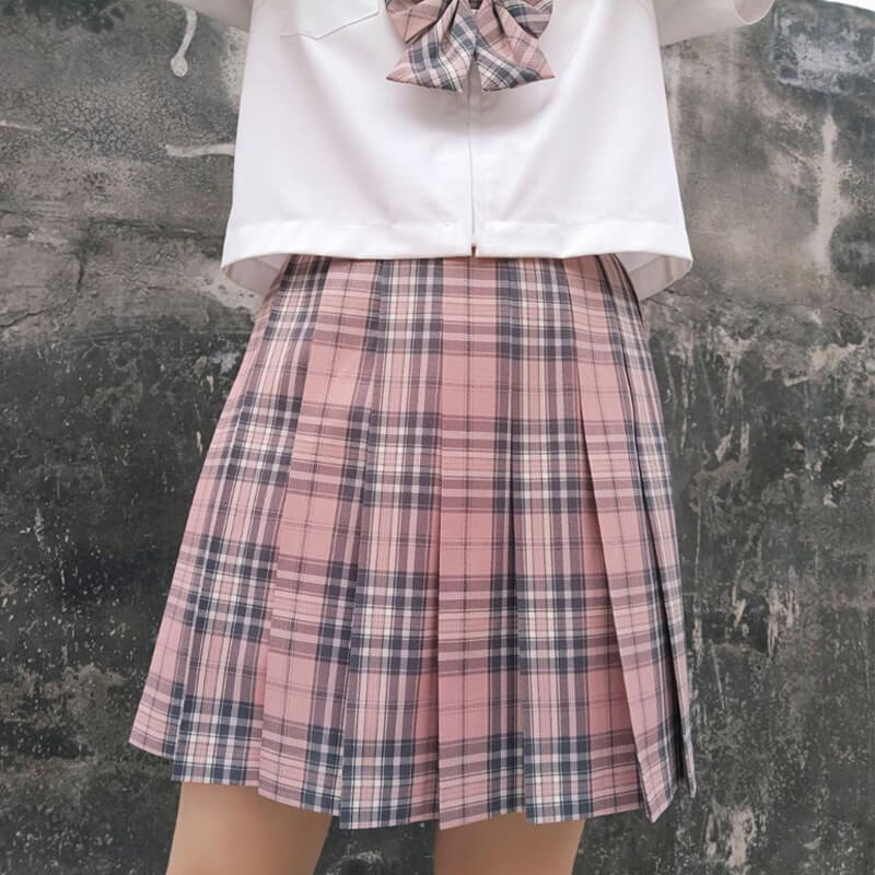 cutiekill-skirt-bow-jk-valentine-pink-plaid-uniform-skirt-c01375