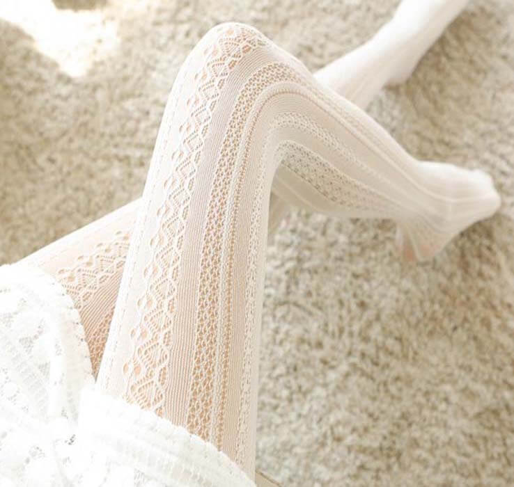 White Tights, Bride Cream Tights, Wedding Tights, Stockings, Lace Pantyhose,  Suededead, Plus Size Tights, GG Tights, Lolita Tights, Cosplay 