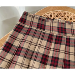 cutiekill-vintage-khaki-plaid-pleated-a-line-skirt-c00741