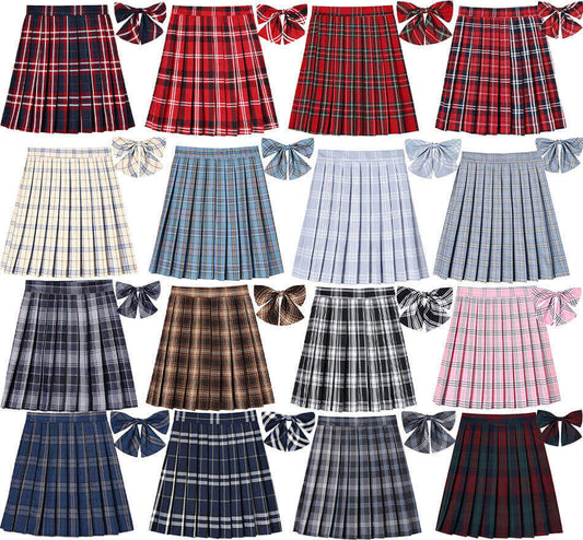 [JK Skirt+Bow] 48cm vintage plaid uniform skirt 950