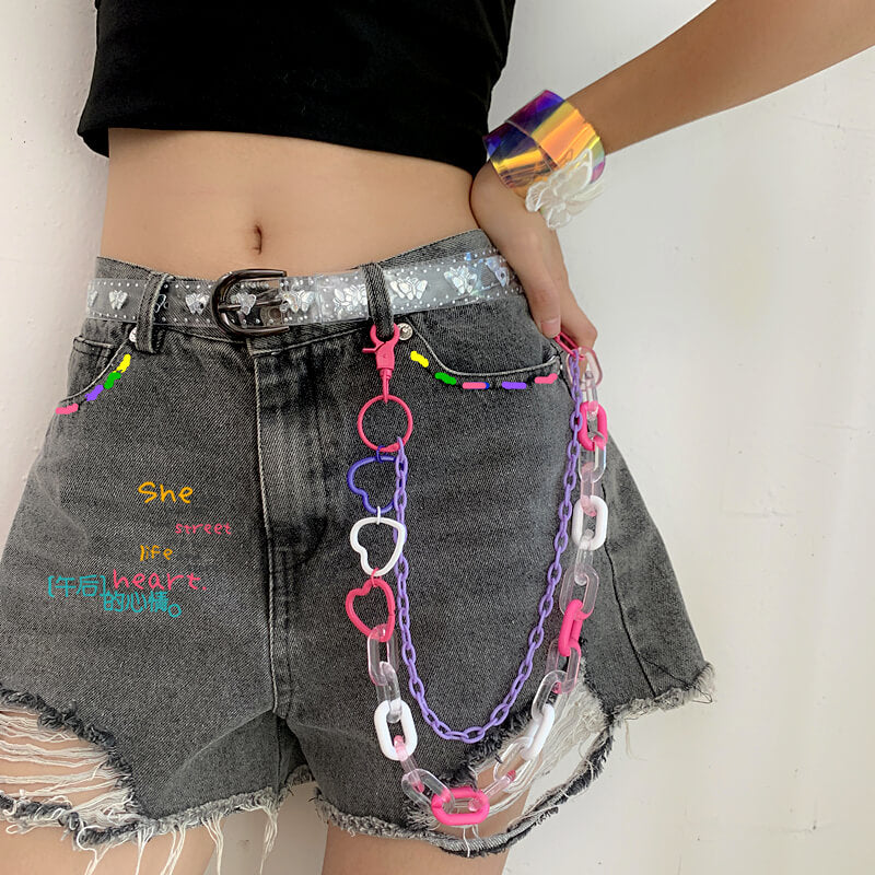 cutiekill-y2k-candy-punk-butterfly-transparent-heart-chain-belt