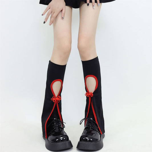 cutiekill-y2k-cheongsam-red-black-leg-warmers-c0089